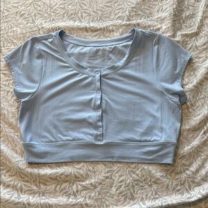 Aerie Offline Light Blue Button-Up Crop Top L